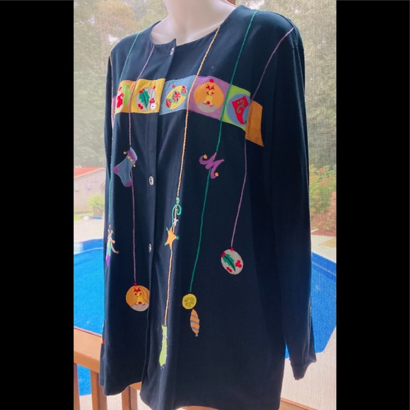 MICHAEL SIMON LITE VINTAGE CHRISTMAS CARDIGAN XL excellent - Picture 4 of 5